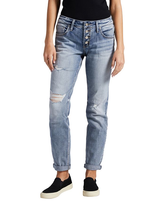 Silver Jeans Co. Women's Boyfriend Mid Rise Slim Leg Jeans & Reviews ...