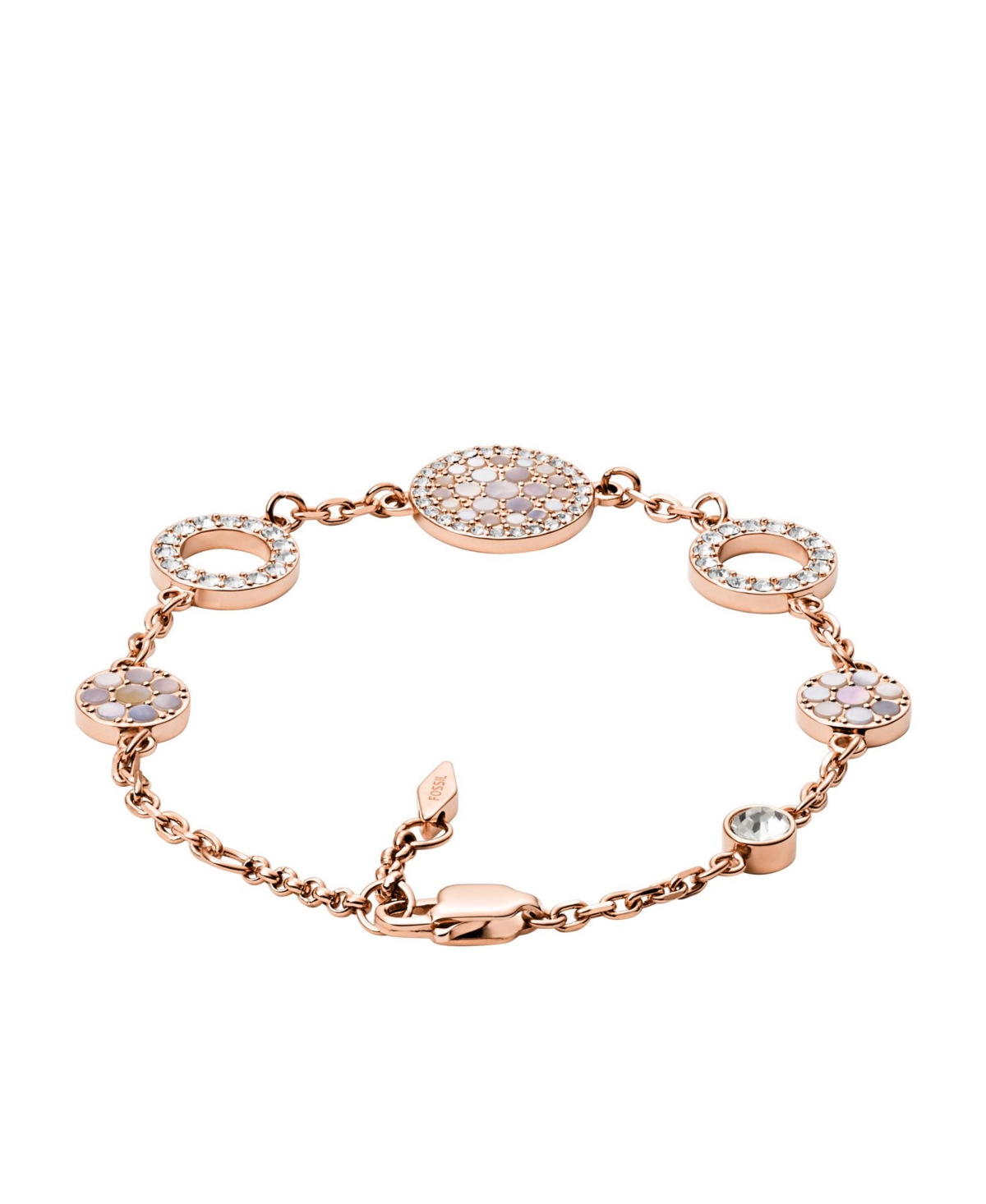 Val Mosaic Mother of Pearl Disc Station Bracelet - Rose Gold-Tone