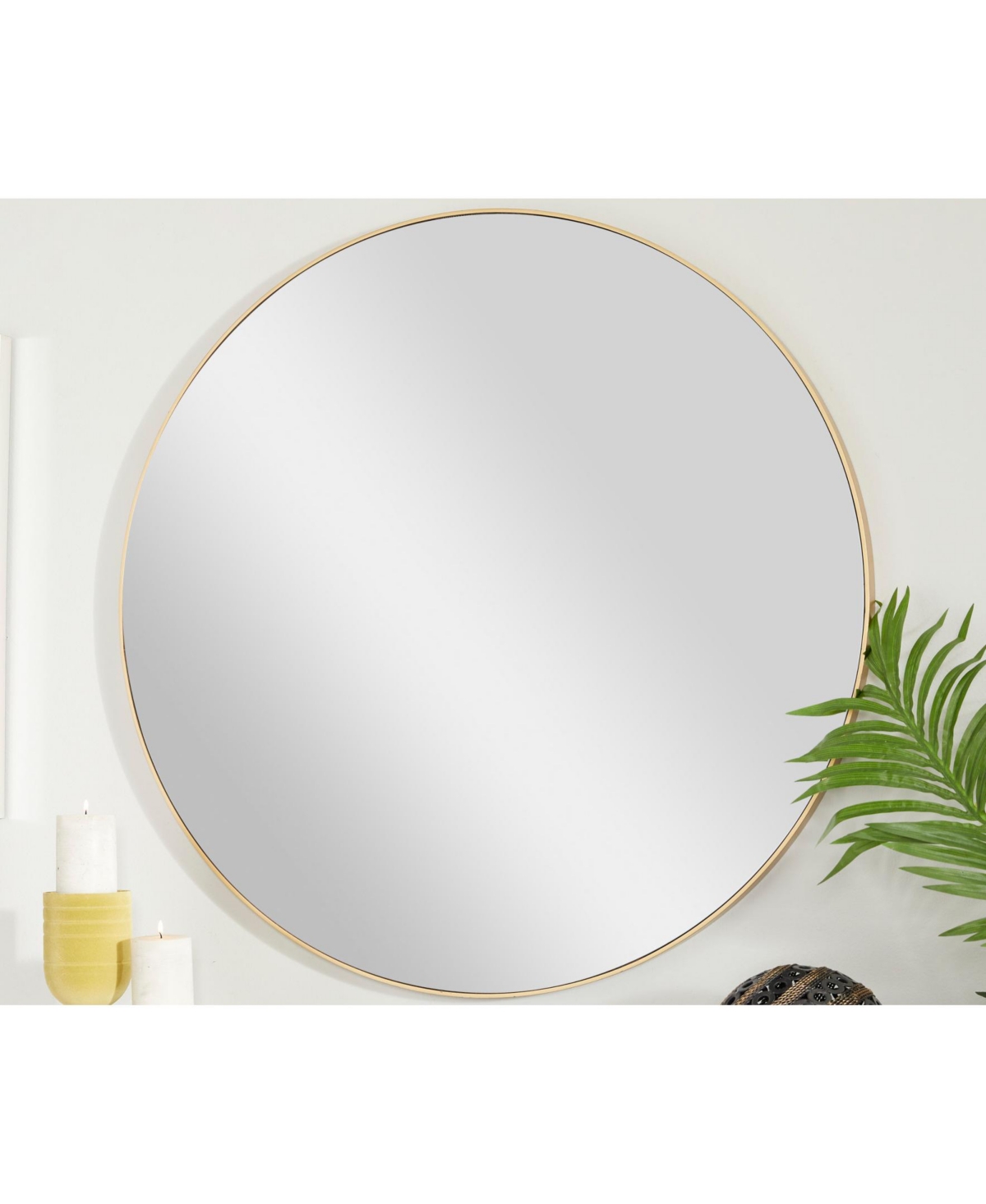Wood Contemporary Wall Mirror - Gold-Tone 36 x 36
