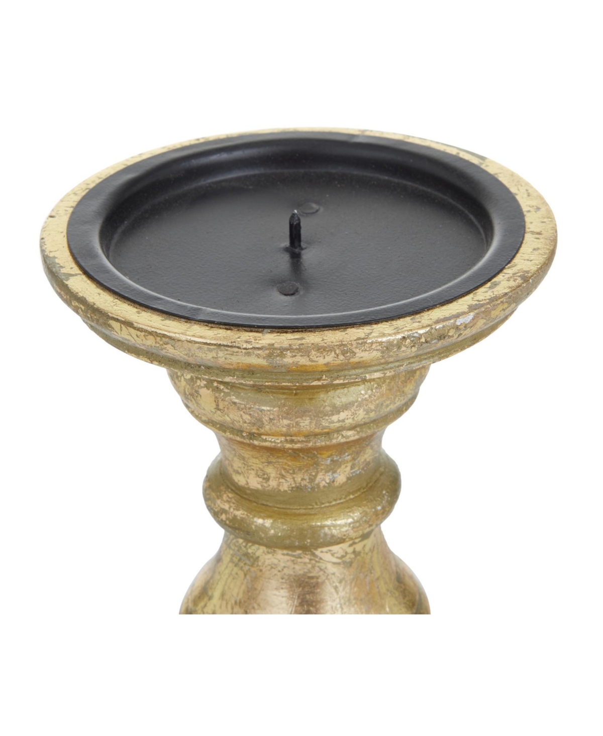 Wood Traditional Candle Holder, Set of 3 - Gold-Tone
