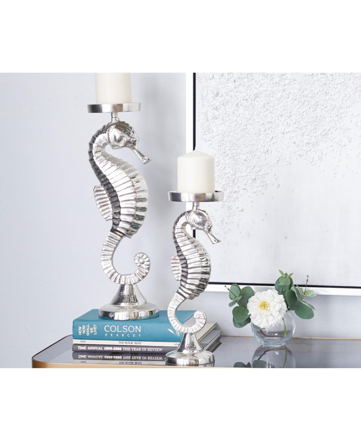 Coastal Candle Holder, Set of 2 - Silver-Tone