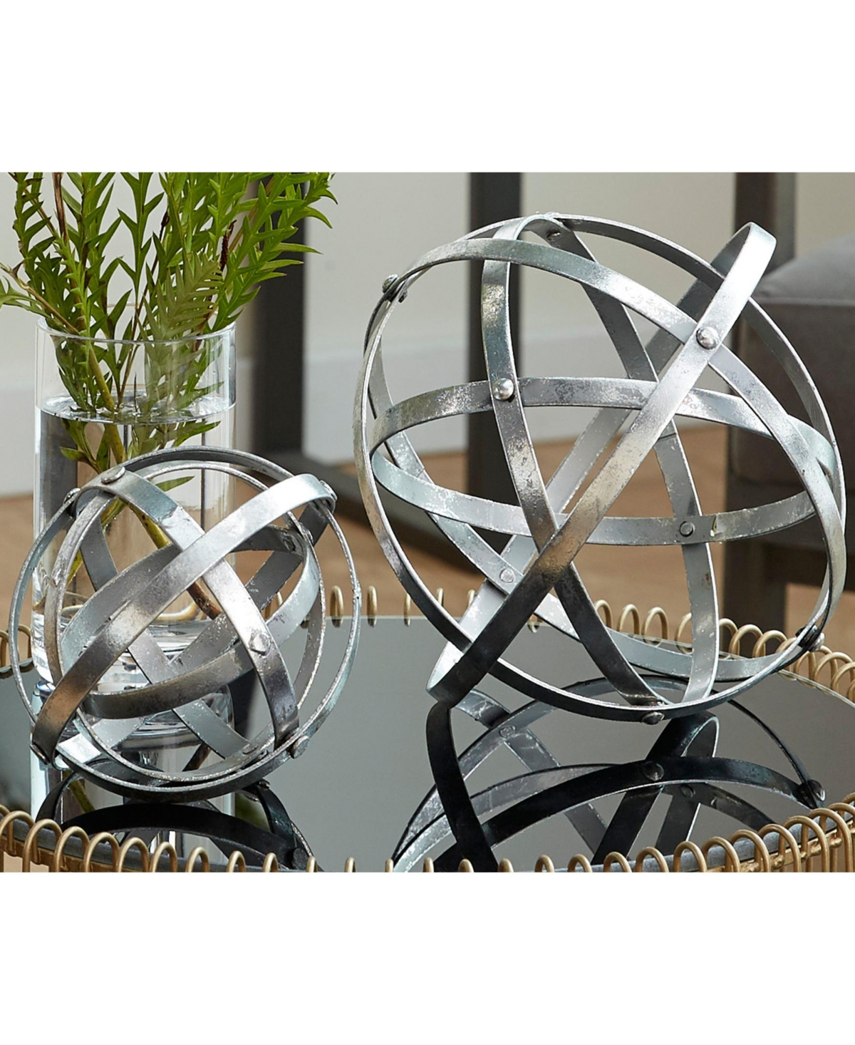 Metal Modern Orbs Balls Sculpture, Set of 3