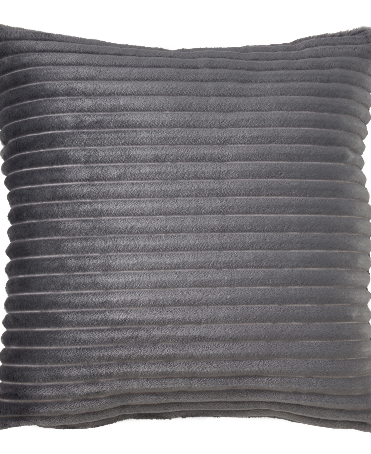 Saro Lifestyle Stripe Faux Fur Decorative Pillow, 18" X 18" In Gray