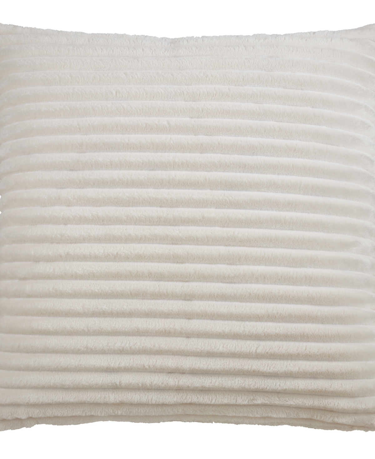 Saro Lifestyle Stripe Faux Fur Decorative Pillow, 18" X 18" In Ivory