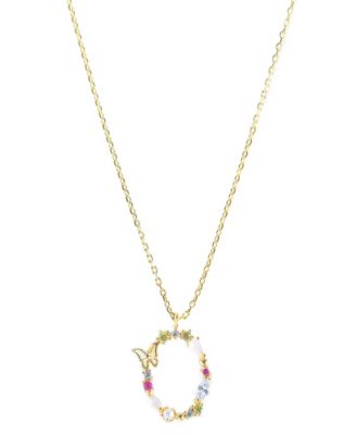 Girls Crew Flutterfly Stone Initial Necklace - Gold-Plated- O 51$