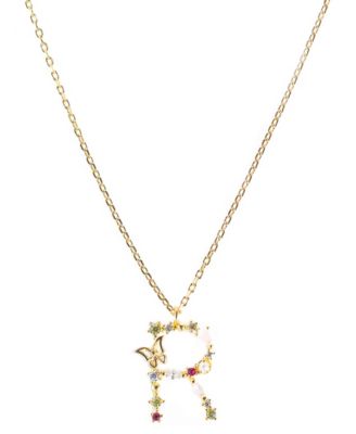 Girls Crew Flutterfly Stone Initial Necklace - Gold-Plated- R 51$