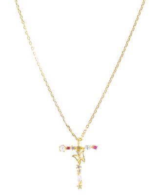 Girls Crew Flutterfly Stone Initial Necklace - Gold-Plated- T 51$