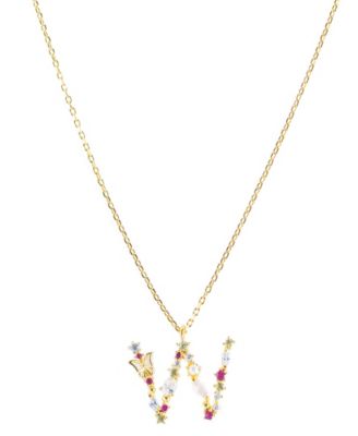 Girls Crew Flutterfly Stone Initial Necklace - Gold-Plated- W 51$