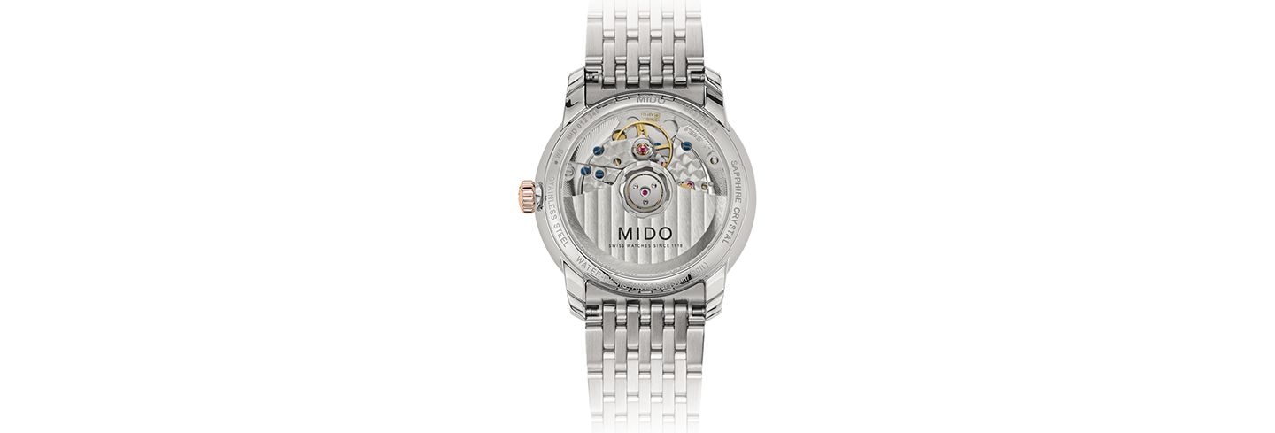 Женские часы Mido Swiss Automatic Baroncelli III Heritage Diamond (1/10 ct. t.w.) Two Tone Stainless Steel Bracelet Watch 33mm — фото 2