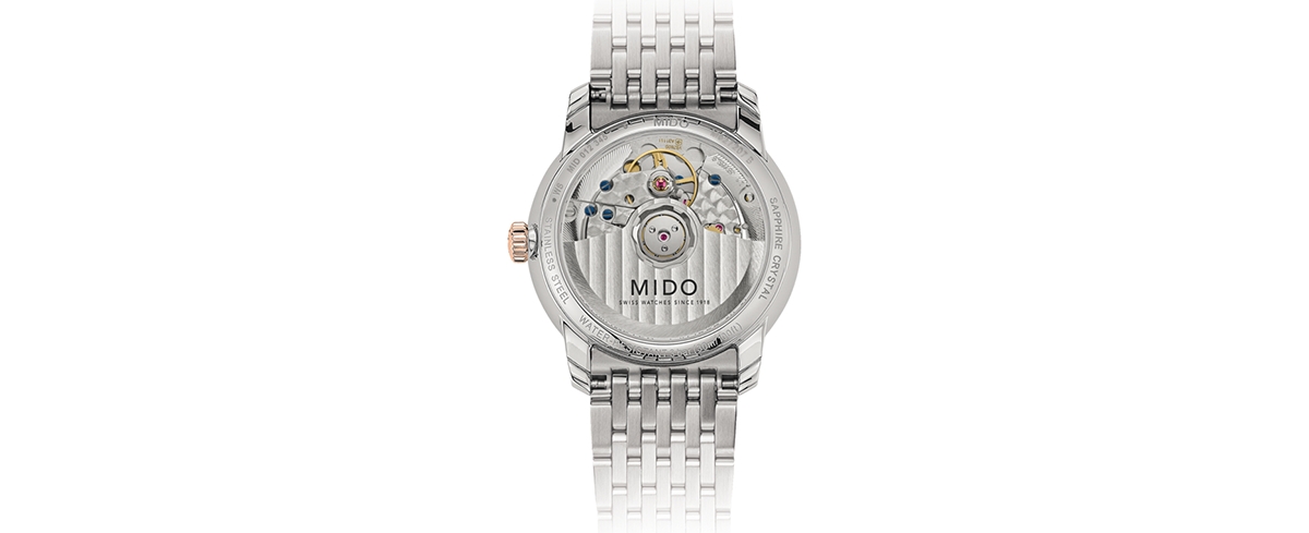 Shop Mido Women's Swiss Automatic Baroncelli Iii Heritage Diamond (1/10 Ct. T.w.) Two Tone Stainless Steel Bra In White