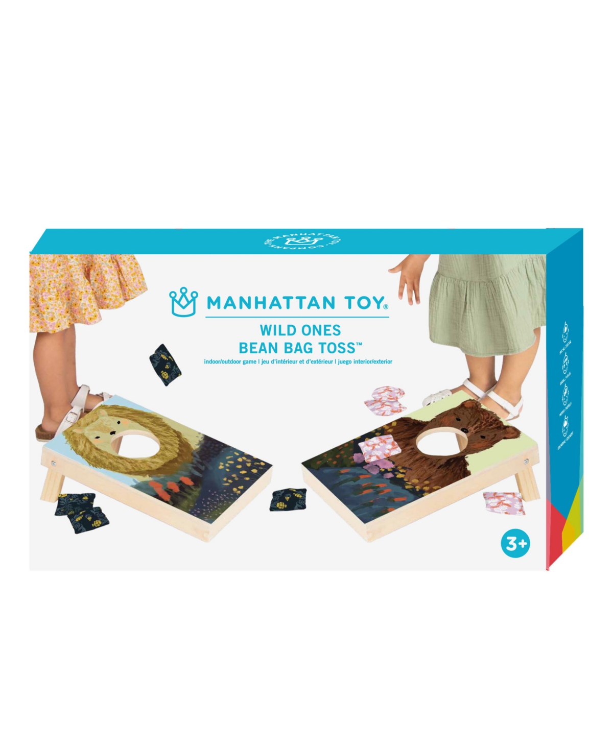 Shop Manhattan Toy Company Wild Ones Indoor Outdoor Wooden Cornhole Bean Bag Toss Game Set, 10 Piece In Multicolor