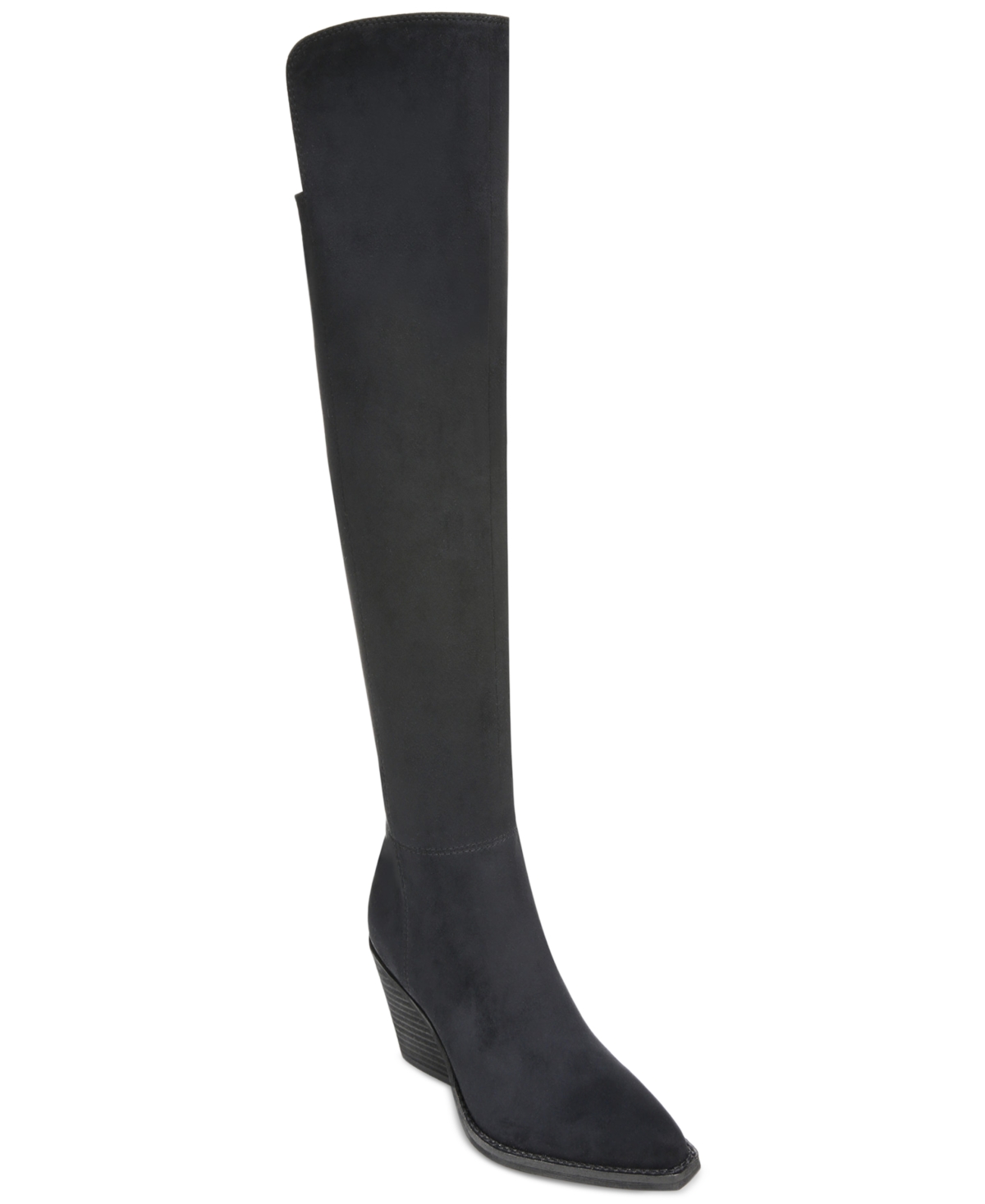 Women's Ronson Over-the-Knee Wide-Calf Cowboy Boots - Black Suede
