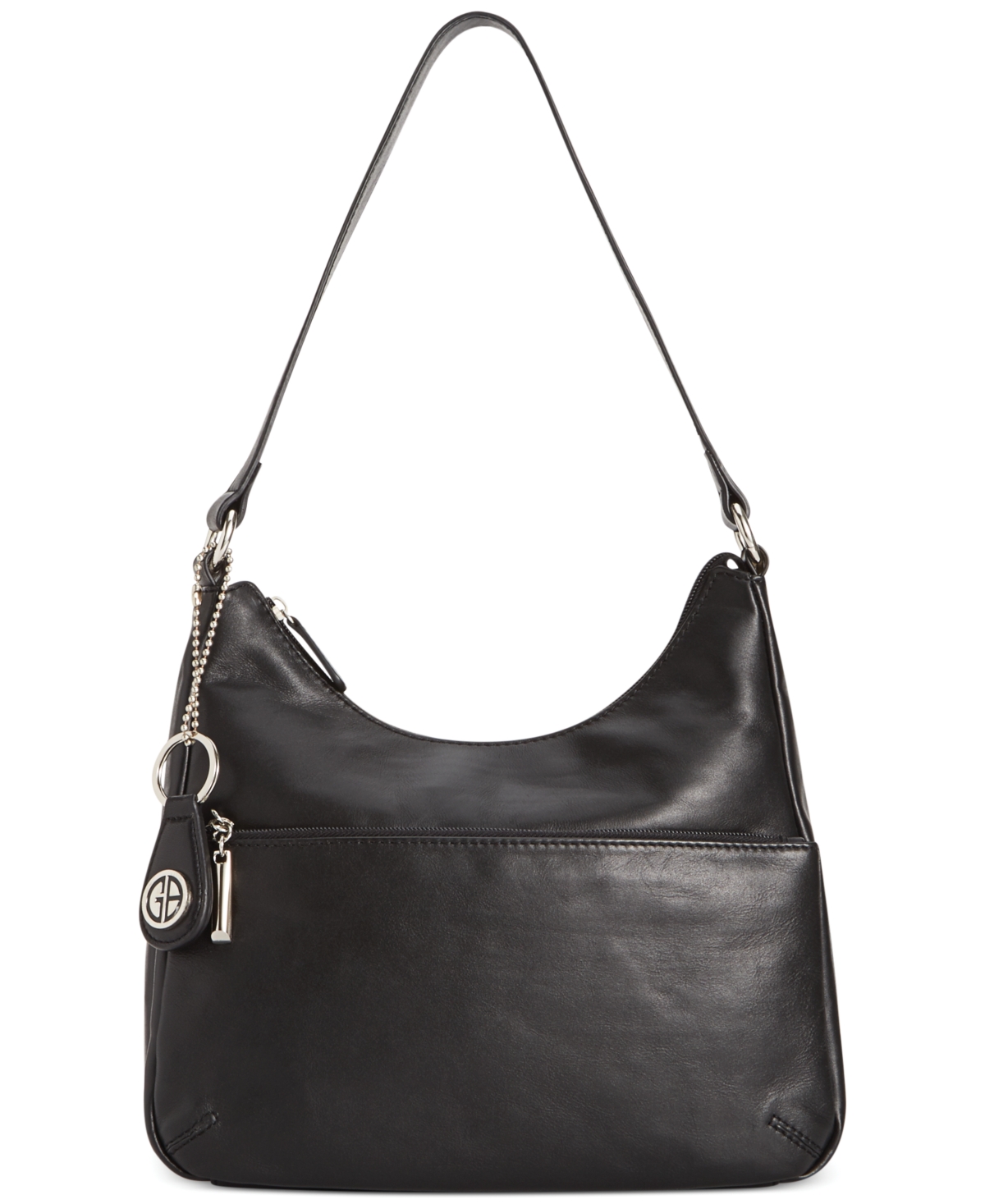 Nappa Leather Hobo Bag, Created for Macy's - Black/Silver