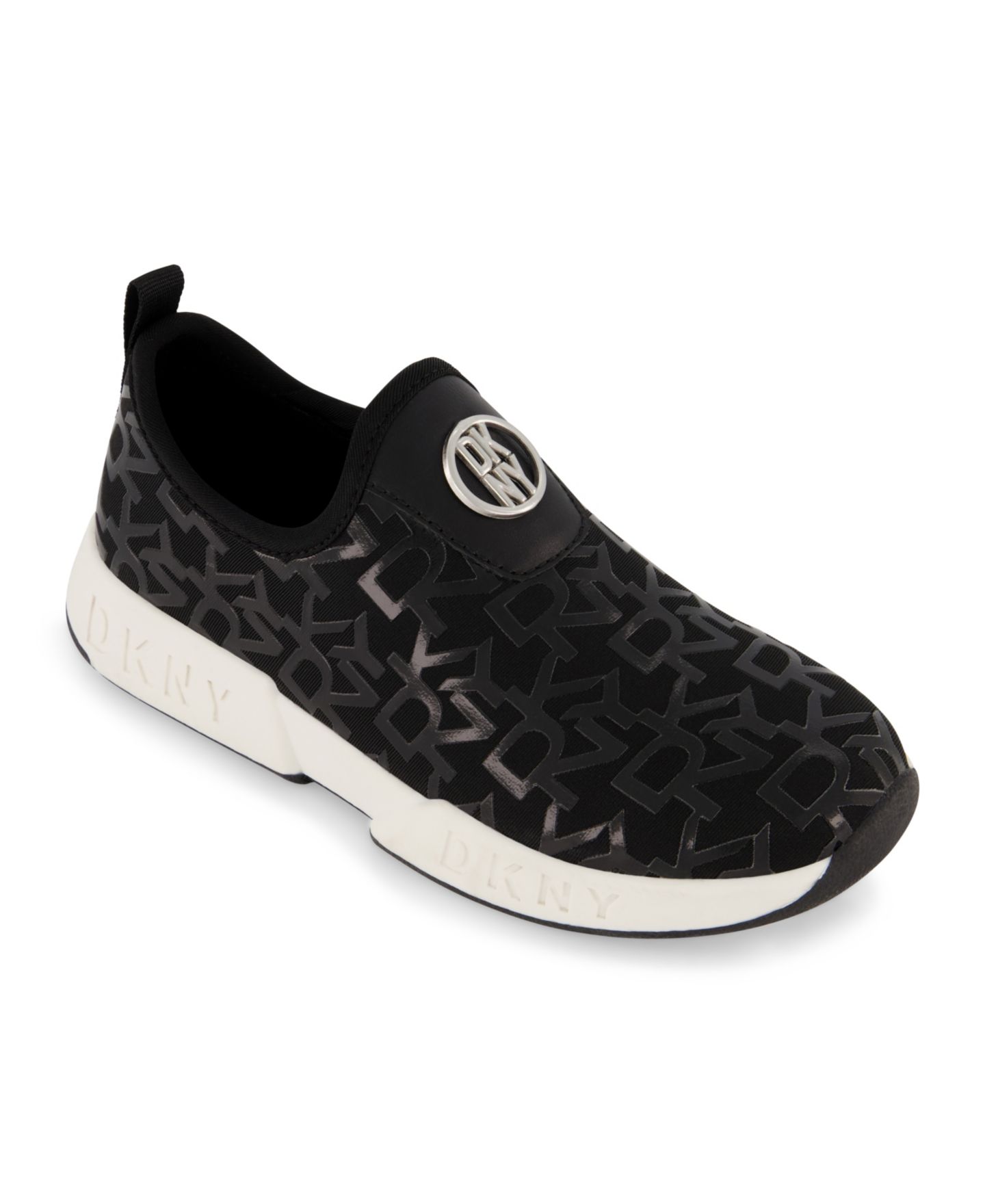 Кроссовки DKNY Lightweight Slip On All Over Logo Sneakers для девочек, цвет: Чёрный — фото 1