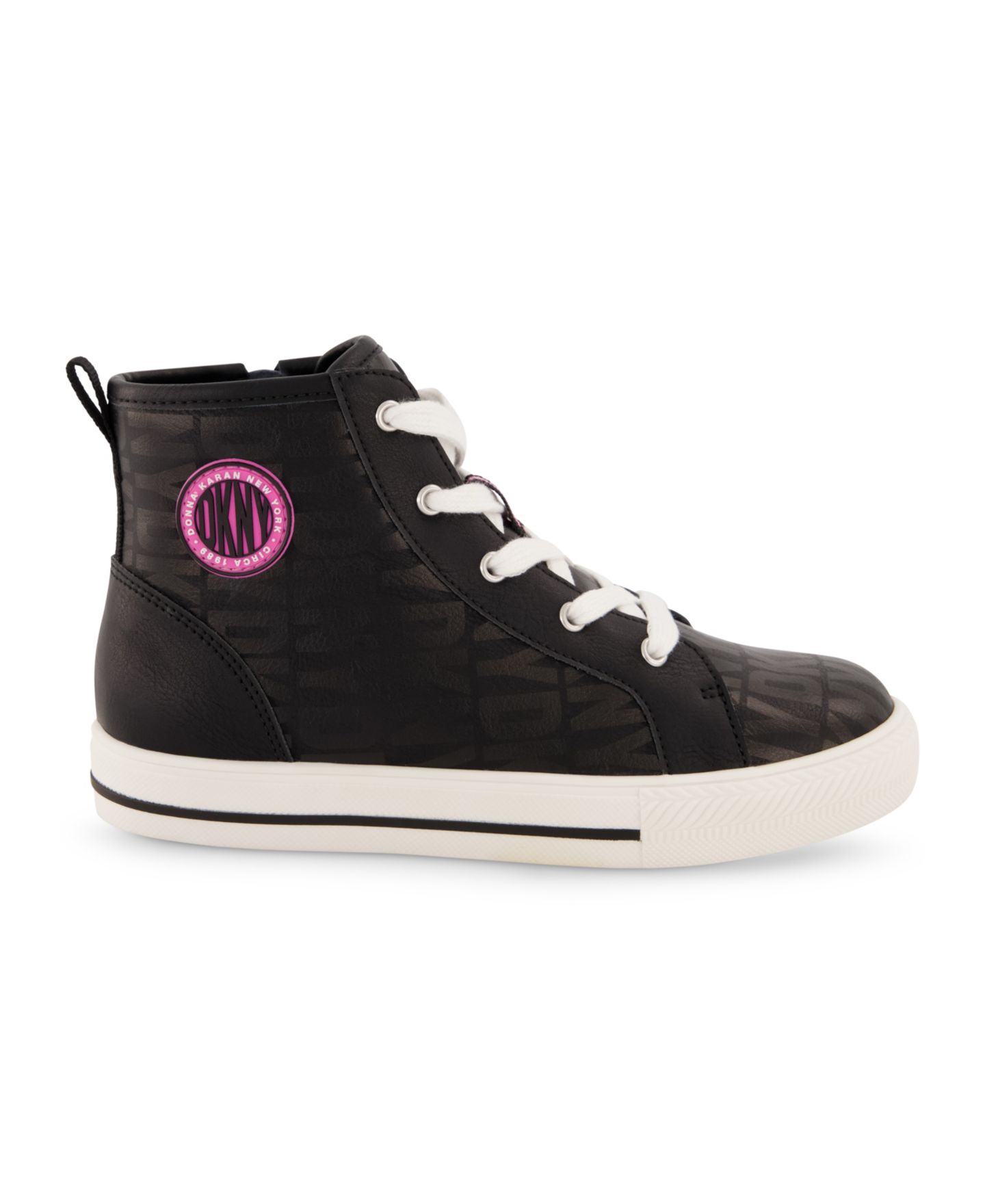 Кроссовки DKNY Side Zipper All Over Logo High Top Sneakers для девочек, цвет: Чёрный — фото 2
