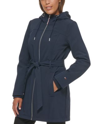 women's belted rain trench coat