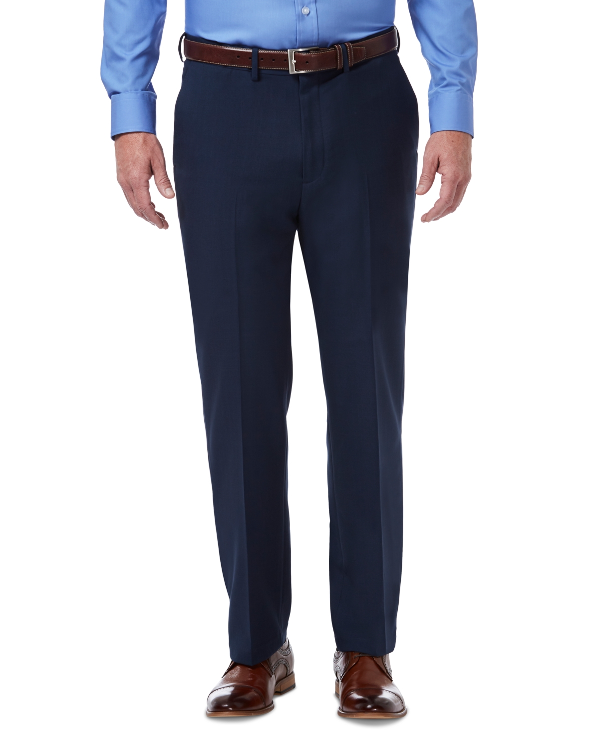 Men's Premium Comfort Stretch Classic-Fit Solid Flat Front Dress Pants - Medium Grey