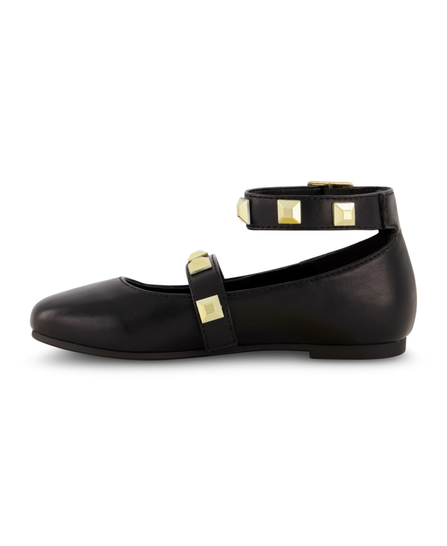 Балетки Marc Fisher Ankle Strap Pyramid Stud Ballet Flats для девочек, цвет: Чёрный — фото 6