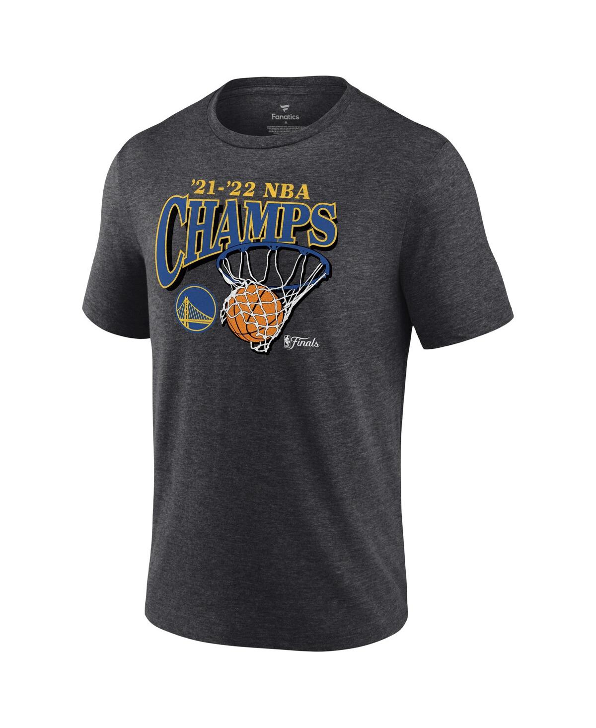 Men's FanaticsGolden State Warriors 2022 Nba Finals Champions Zone Hoops Tri-Blend T-shirt - Heathered Charcoal