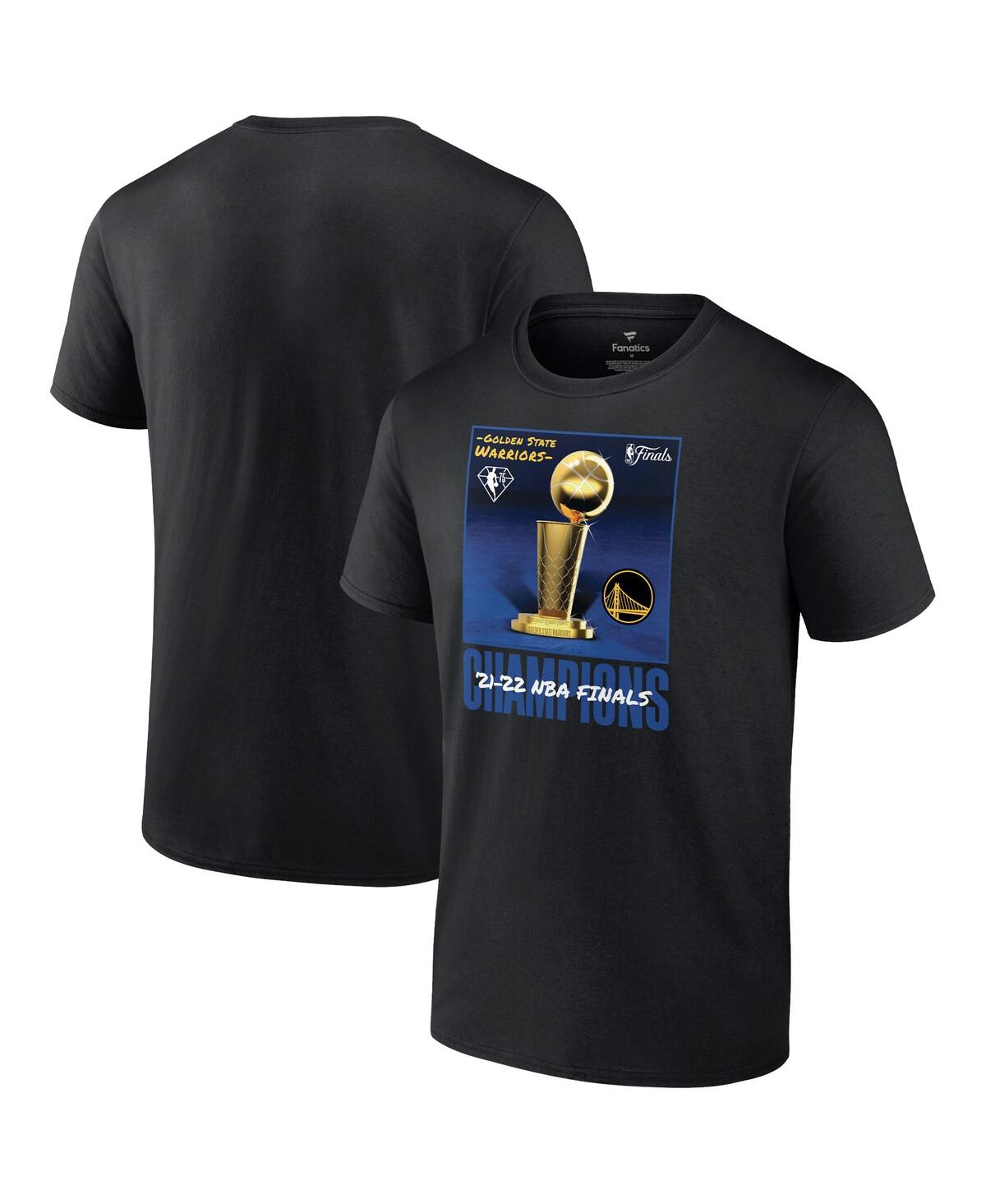 Men's FanaticsGolden State Warriors 2022 Nba Finals Champions 75th Anniversary Jumper Trophy T-shirt - Black