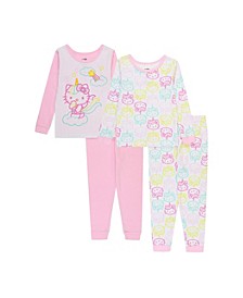 Toddler Girls T-shirt and Pajama, 4 Piece Set