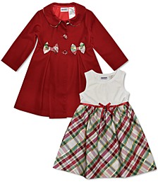 Baby Girls Swing Coat Fit-and-Flare Holiday Plaid Dress Set, 2 Piece