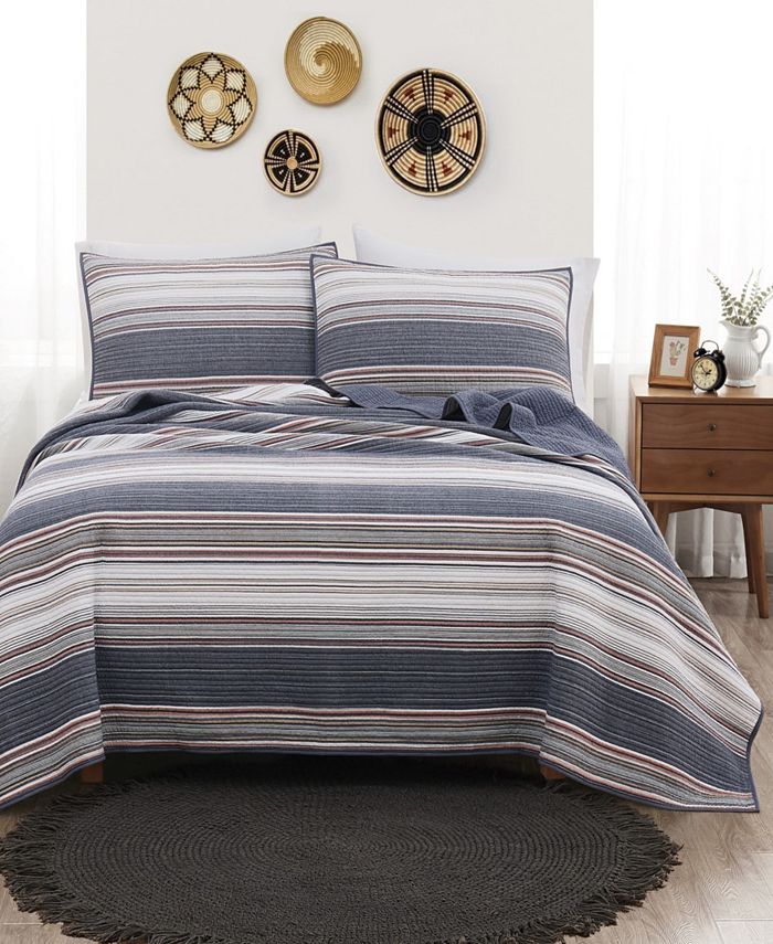 Brooklyn Loom Sunset Stripe Yarn Dye - Juego de edredón de 3 piezas Twin/TXL