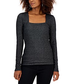 Women's Shimmering Square-Neck Top, Created for Macy's