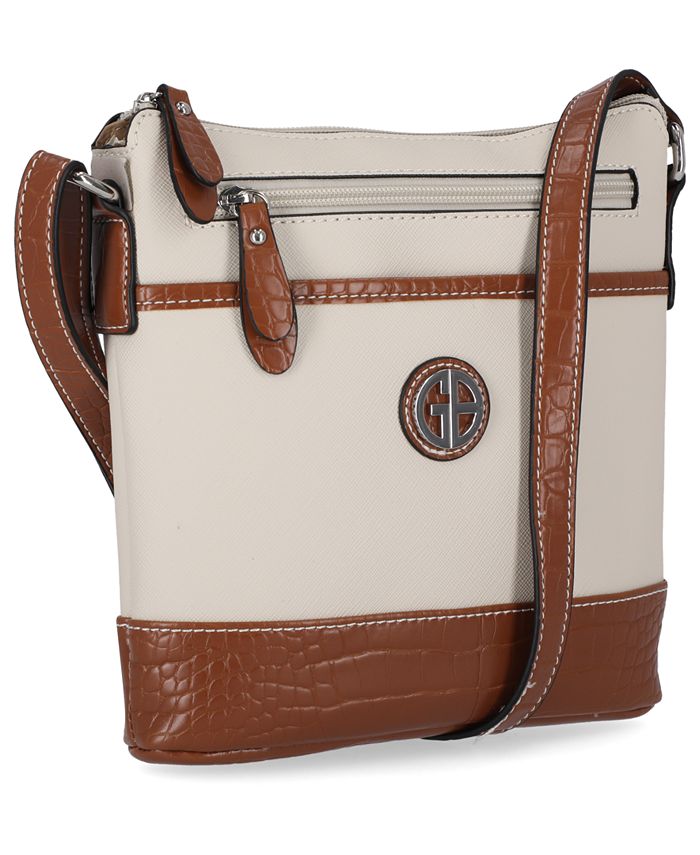 Giani Bernini Signature Floral North South Small Crossbody, Created for Macy's - Taupe