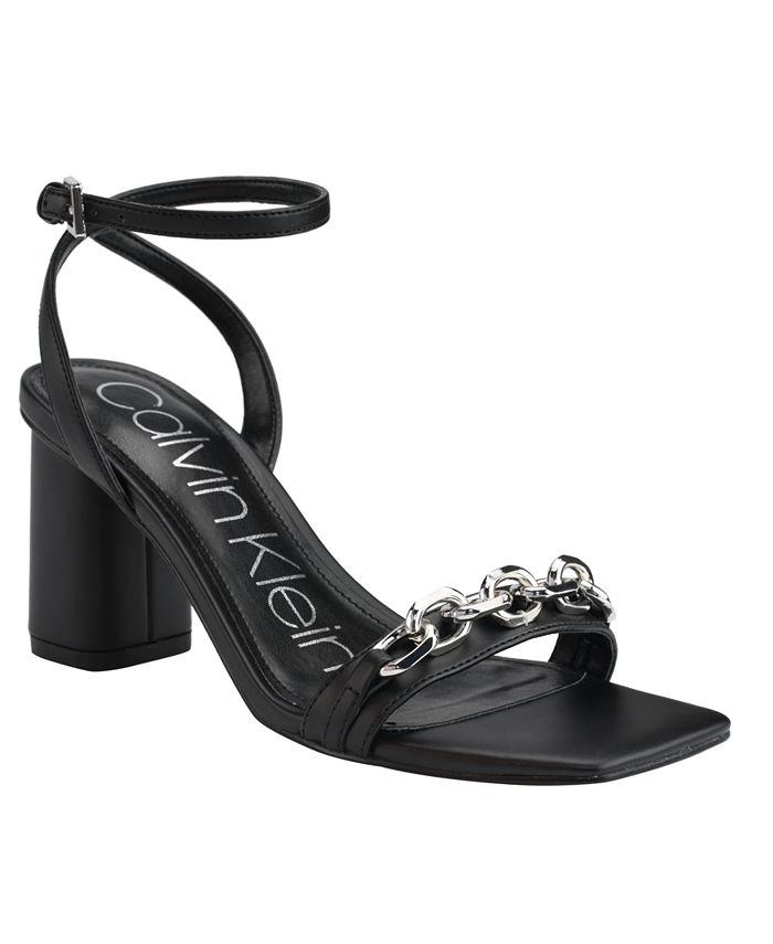 Calvin Klein Women's Cartina Chain Ankle Strap High Heel Dress Sandals ...