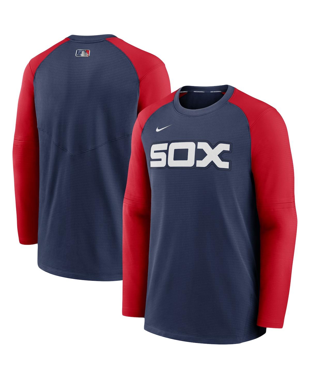 Men's Nike Navy and Red Chicago White Sox Authentic Collection Pregame Performance Raglan Pullover Sweatshirt