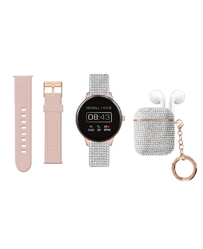 Kendall + Kylie Women's Blush, SilverTone Silicone Strap Smartwatch