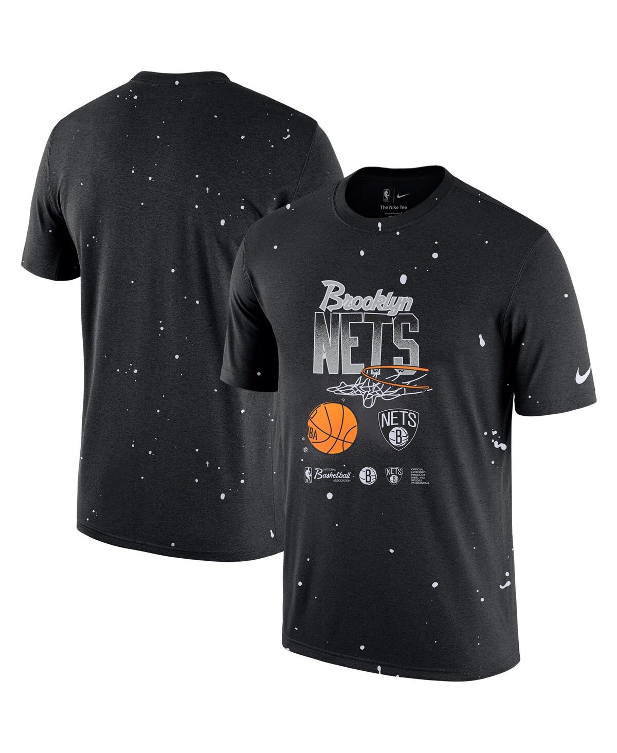 Shop Nike Men's  Black Brooklyn Nets Courtside Splatter T-shirt