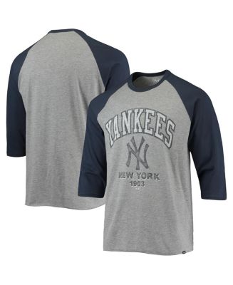 Men's New York Yankees '47 Heathered Gray/Navy 1903 Inaugural Season  Vintage Raglan 3/4-Sleeve T-Shirt