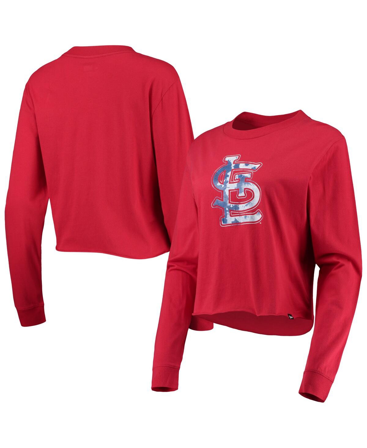 NEW ERA WOMEN'S NEW ERA RED ST. LOUIS CARDINALS BABY JERSEY CROPPED LONG SLEEVE T-SHIRT 