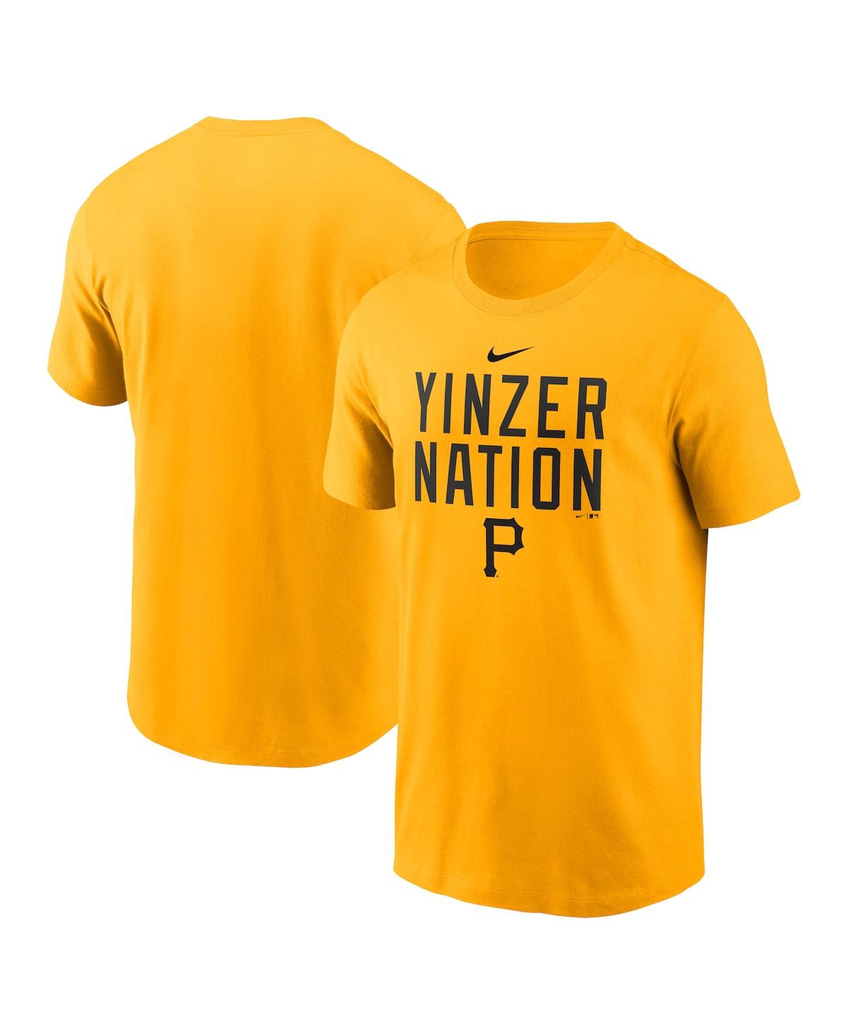 Shop Nike Men's  Gold Pittsburgh Pirates Yinzer Nation Local Team T-shirt