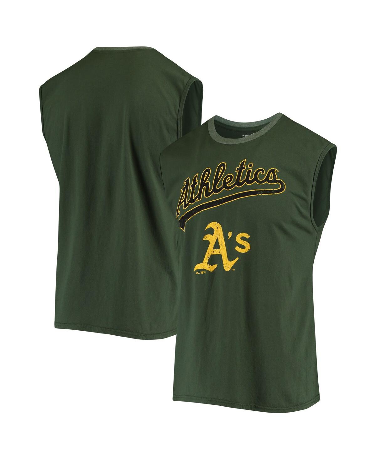 Men's Majestic Threads Green Oakland Athletics Softhand Muscle Tank Top - Green