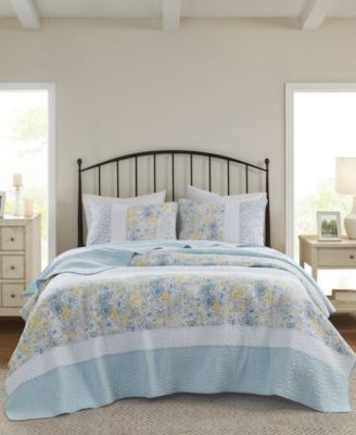 Madison Park Violet Reversible Coverlet Sets Collection In Aqua/yellow