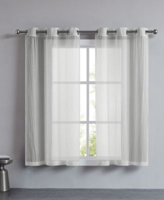 Marnie Crushed Solid Sheer Voile Grommet Window Curtain Panel Set Collection