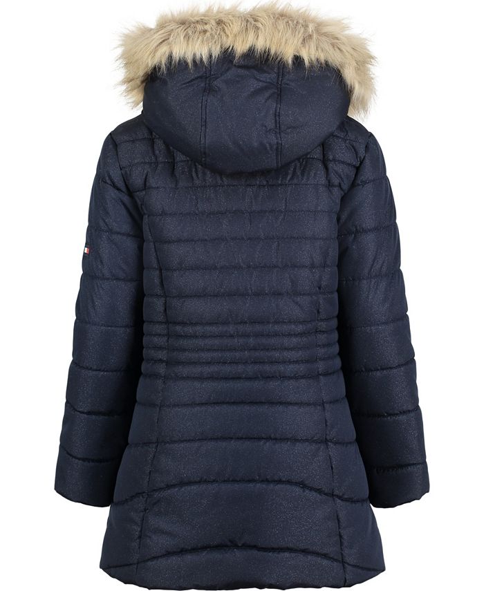 Tommy Hilfiger Toddler Girls HighLow Signature Hooded Puffer Jacket