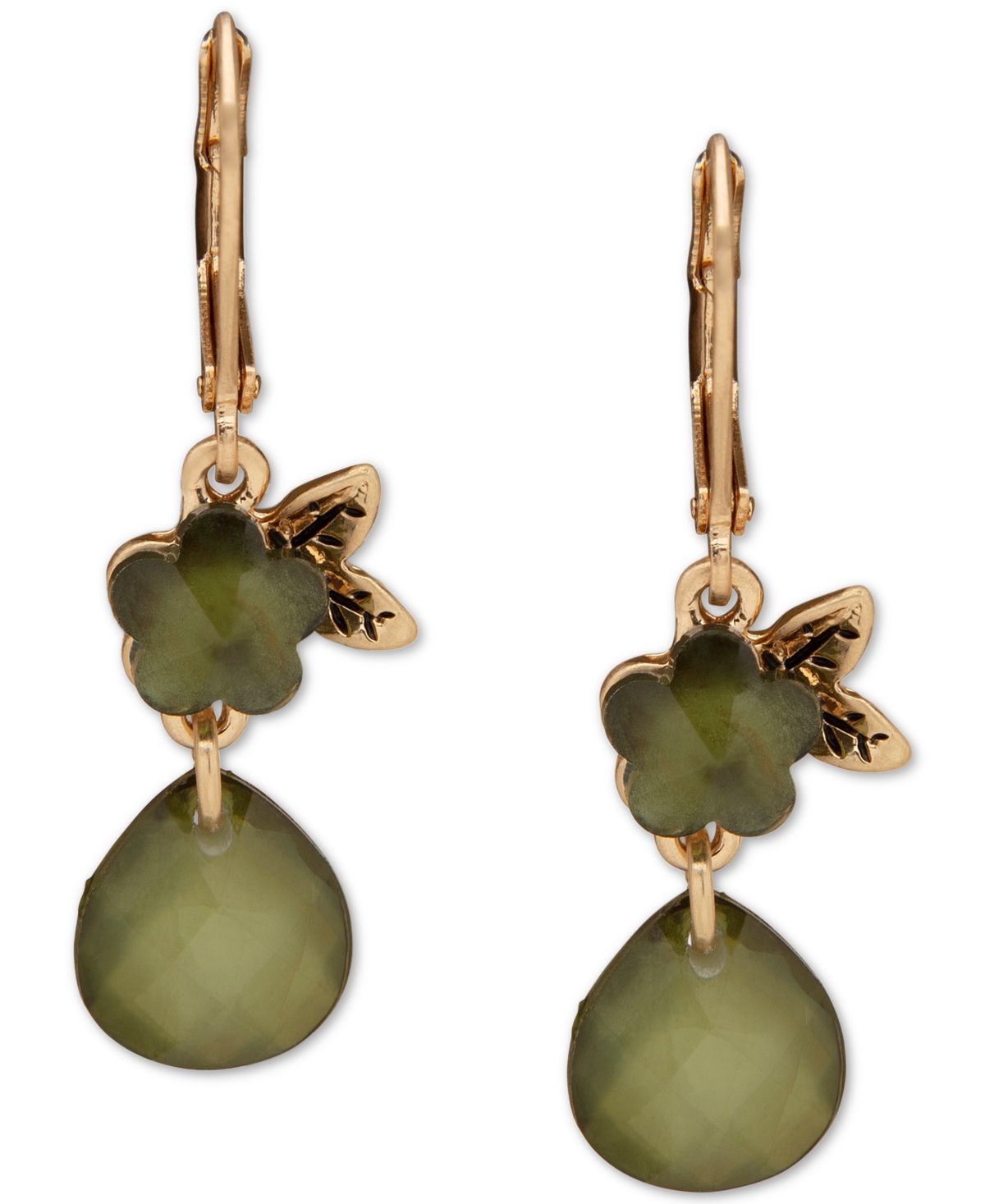 lonna & lilly Gold-Tone Crystal Floral Double Drop Earrings