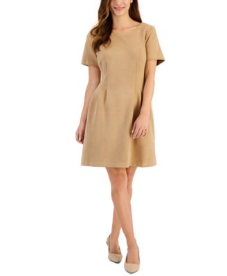 green emerald velvet dress DKNY Women's V-Neck Faux Suede Seamed Fit Flare Dress – Biggybargains