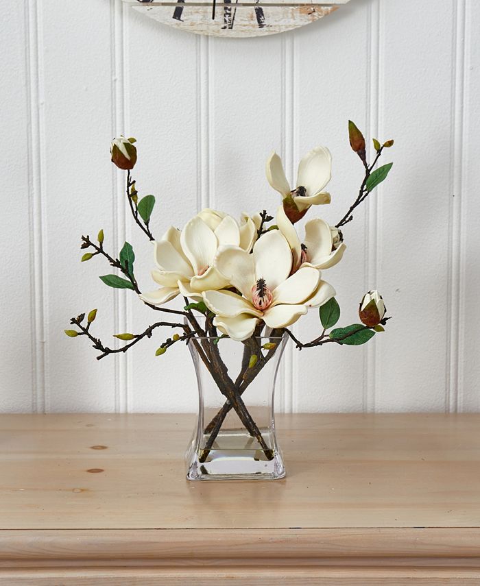 Nearly Natural Magnolia Arrangement with Vase Macy's