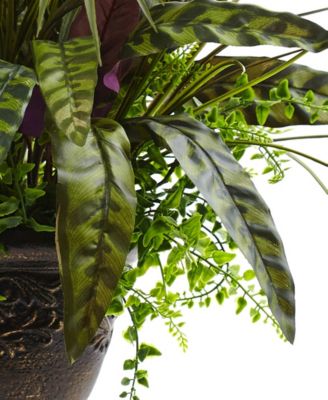 27" Mixed Areca Palm, Fern & Peacock Artificial Plants in Planter