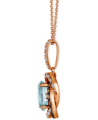 Blue Topaz (1-7/8 ct. t.w.) & Diamond (3/8 ct. t.w.) 20" Pendant Necklace in 14k Rose Gold