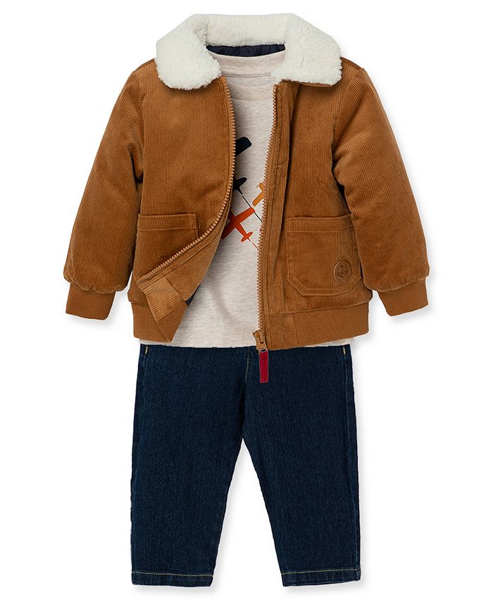 Little Me Baby Boys Corduroy Jacket, Tshirt and Jeans, 3Piece Set