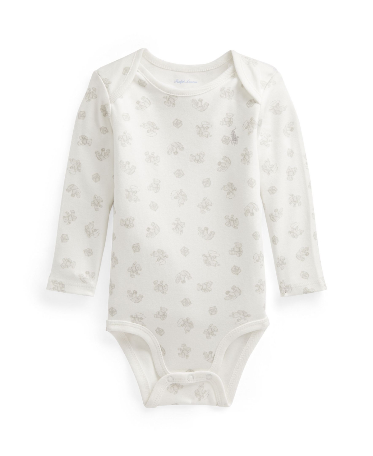 Polo Ralph Lauren Baby Boys Bear-print Organic Cotton Bodysuit In Gray Multi