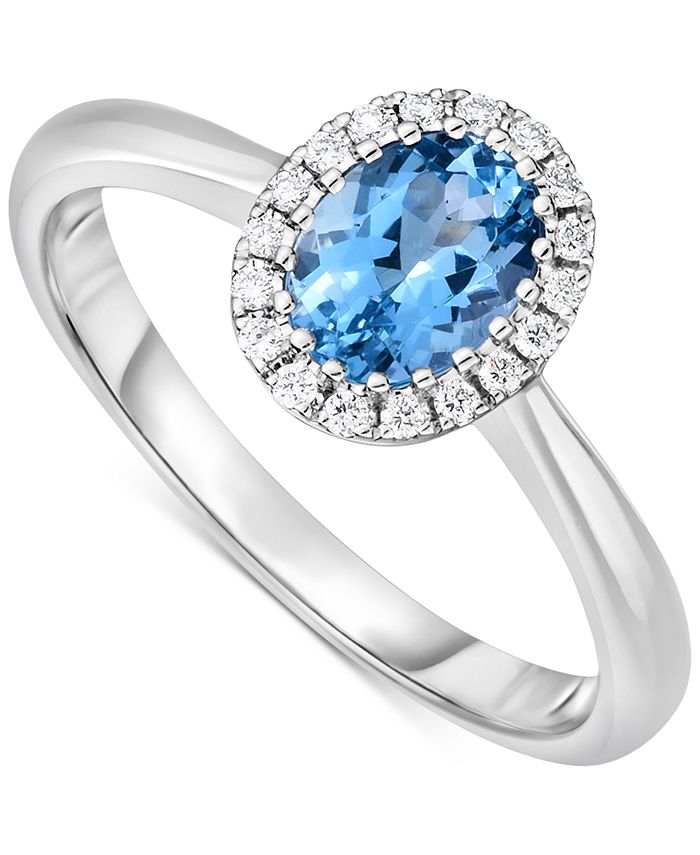 Macy s Aquamarine 5 8 ct. t.w. Diamond 1 10 ct. t.w. Halo