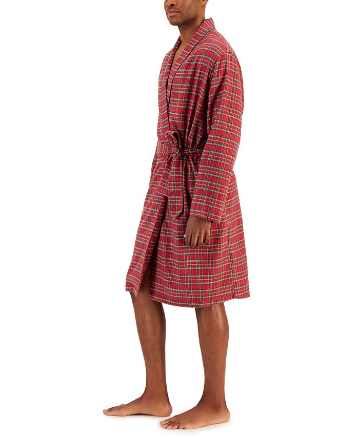 Club Room Men's Plaid Plush Flannel Robe, Created for Macy's Macy's