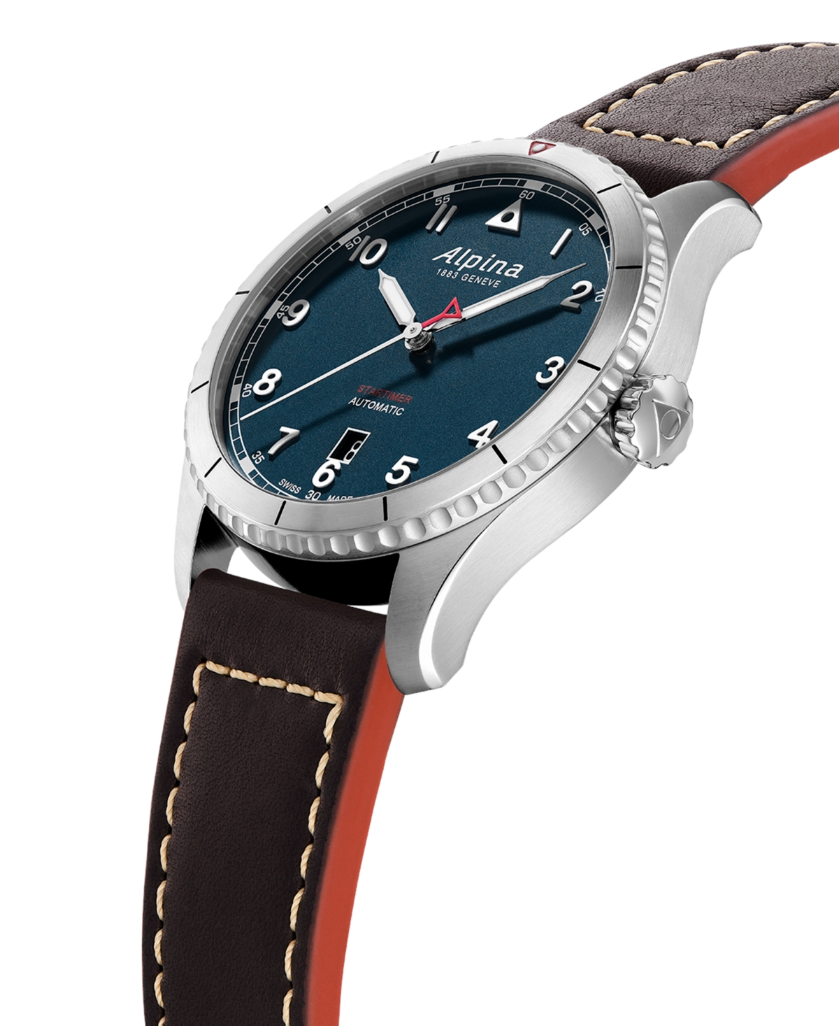 Shop Alpina Men's Swiss Automatic Startimer Black Leather Strap Watch 41mm